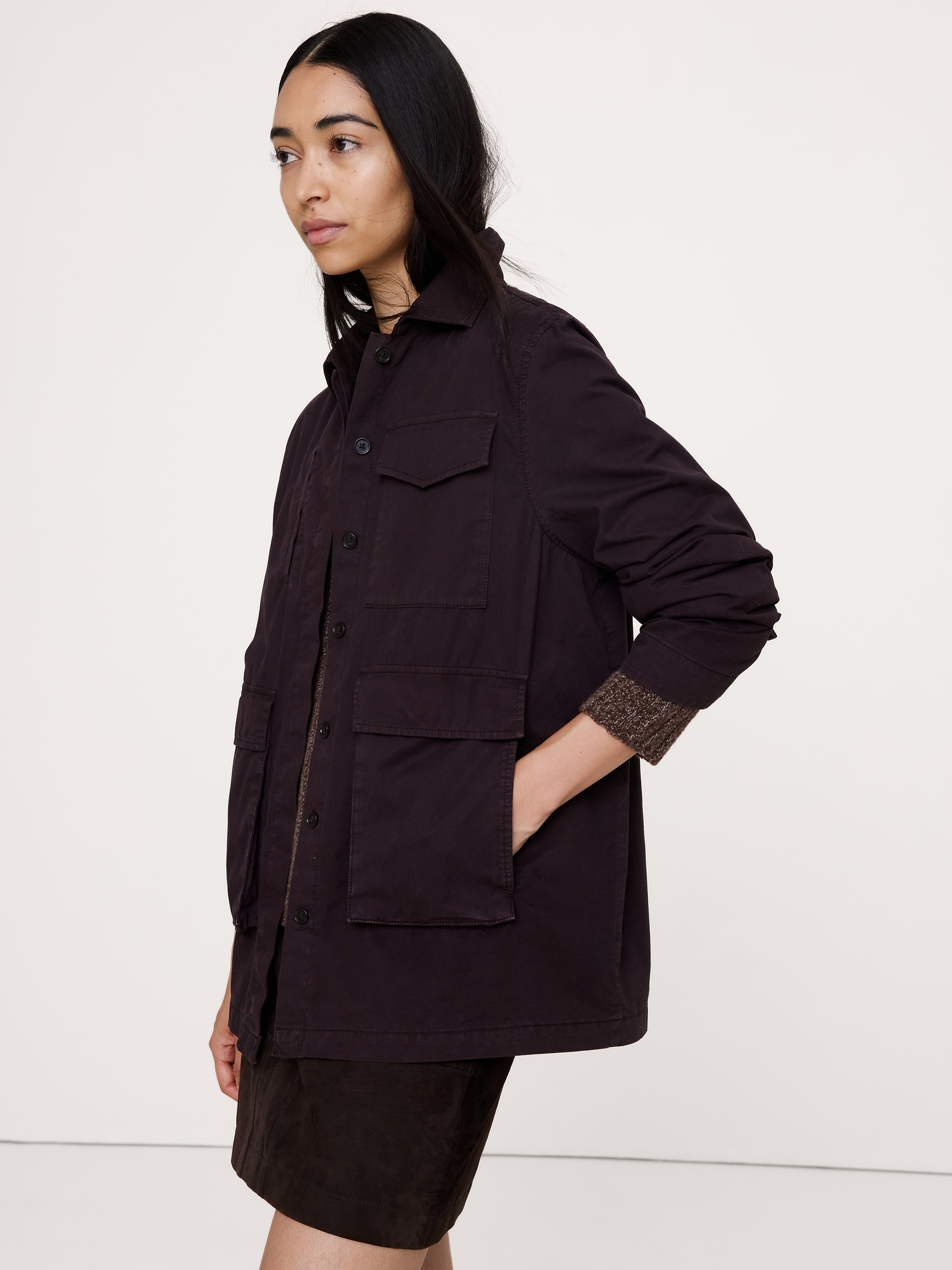 L'image numéro 3 présente Veste-chemise en sergé de coton