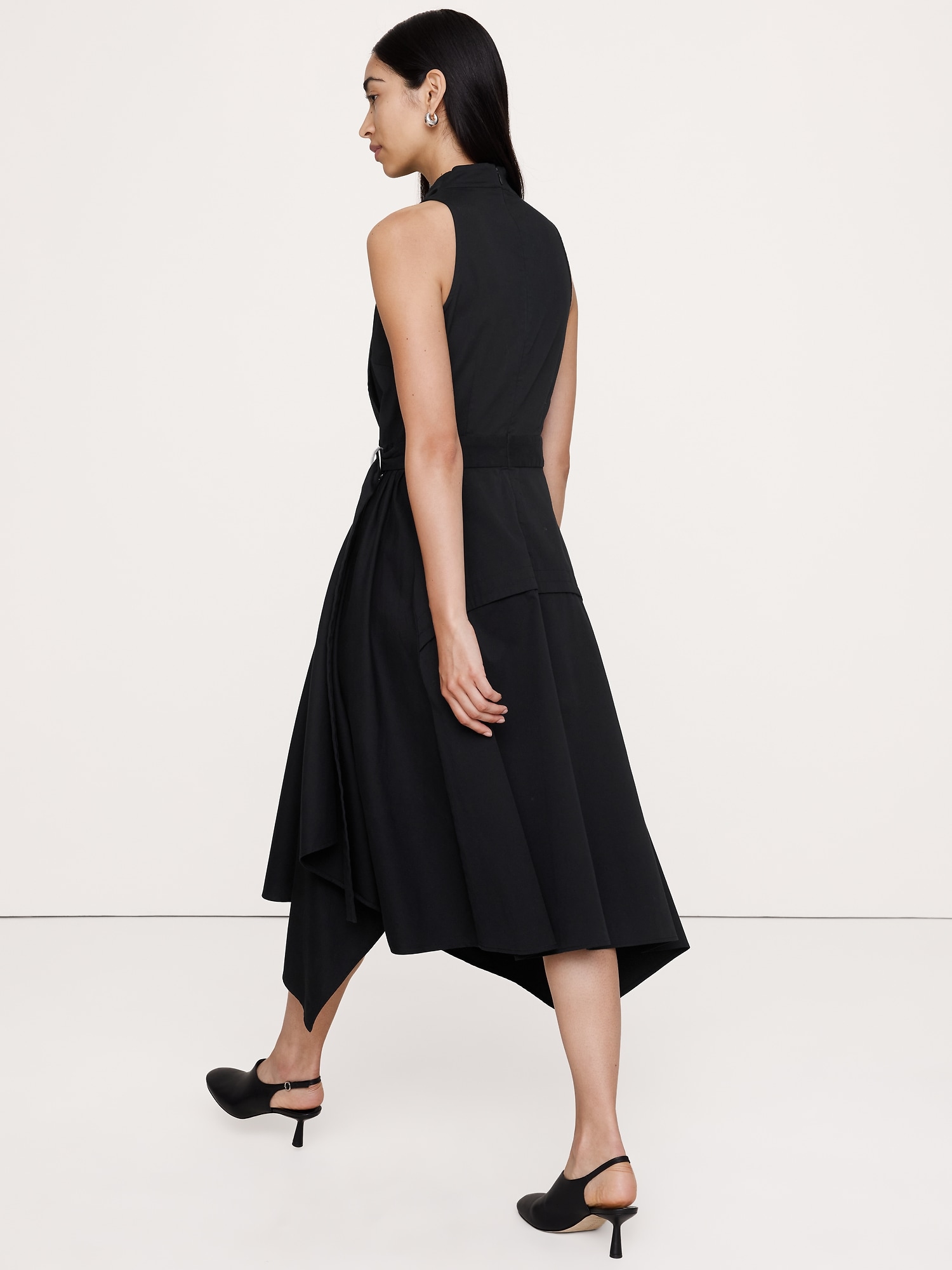 Image number 3 showing, Stretch-Cotton Cowl-Neck Midi Dress