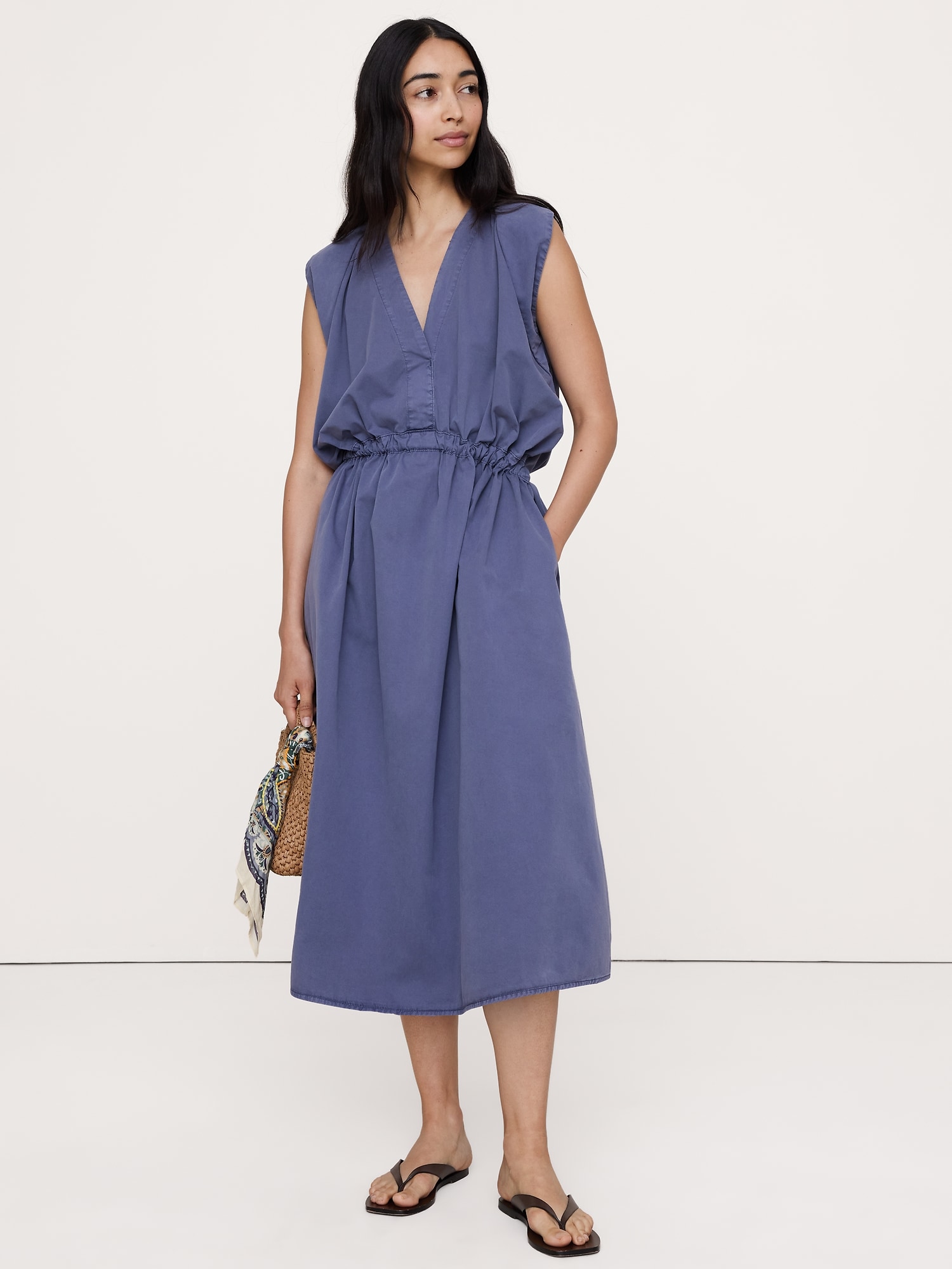 Image number 1 showing, Cotton Twill Cinch-Waist Dress