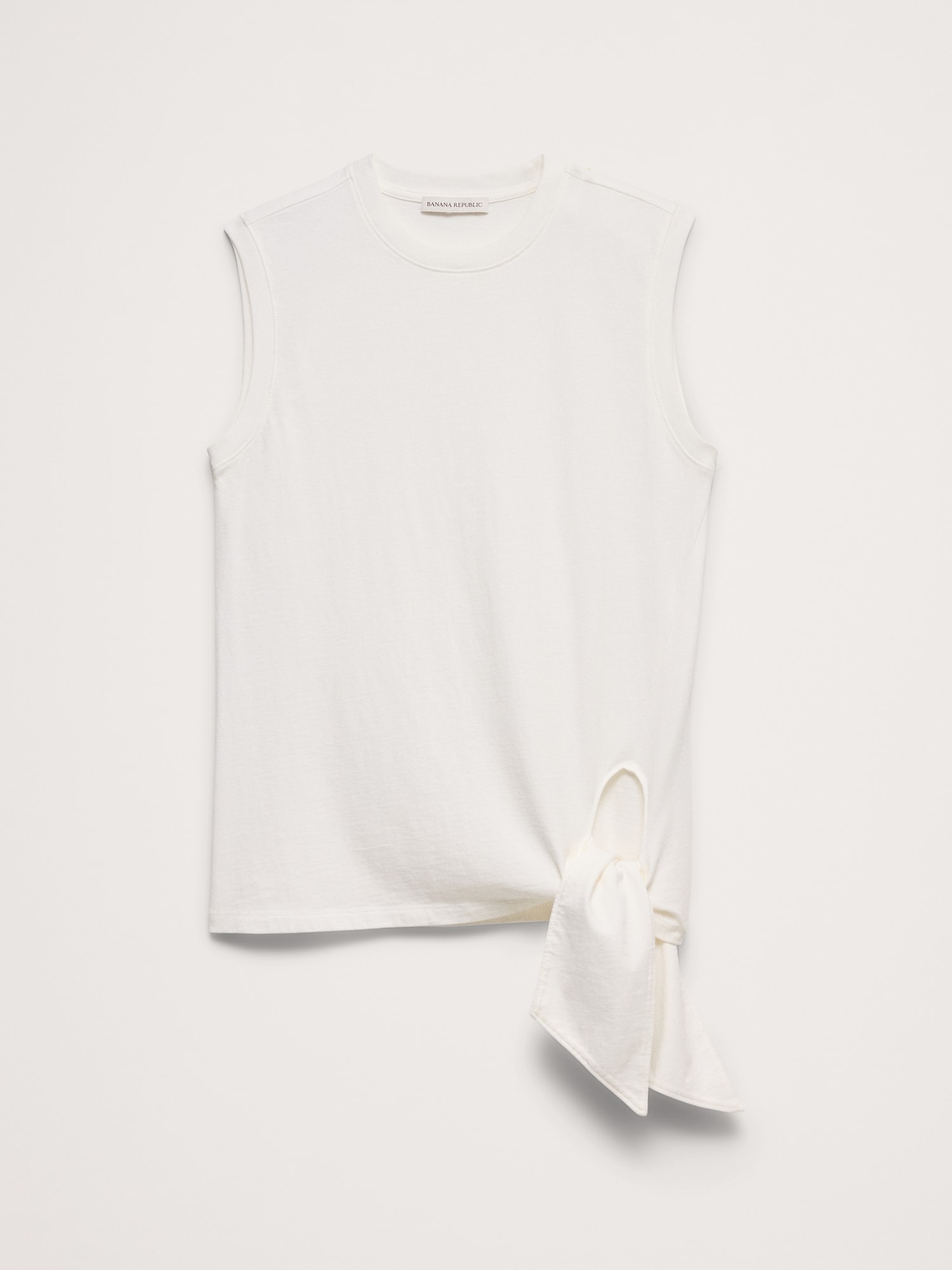 L'image numéro 4 présente Camisole rétro en coton à ourlet noué