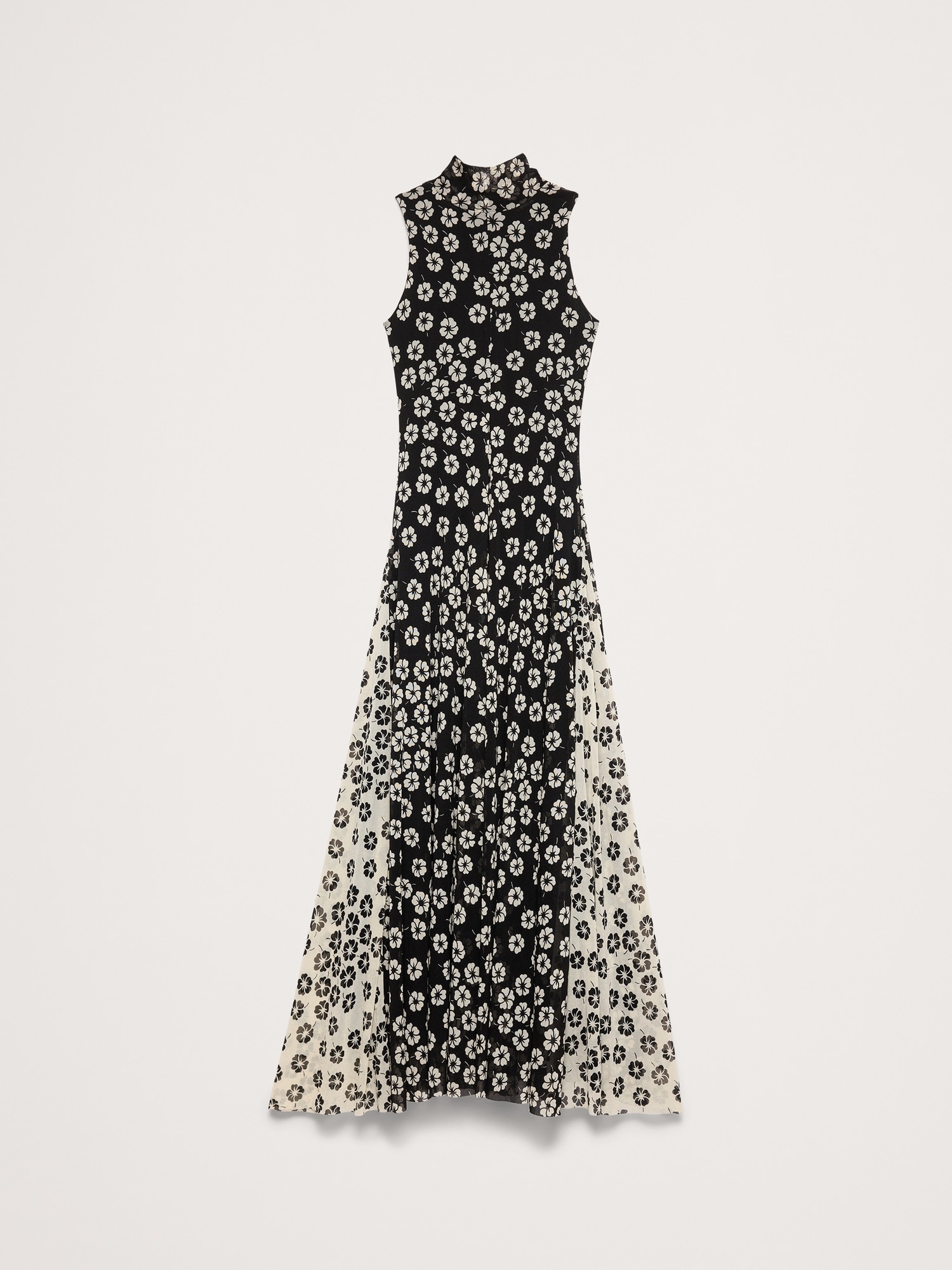 Mesh Tie-Neck Maxi Dress