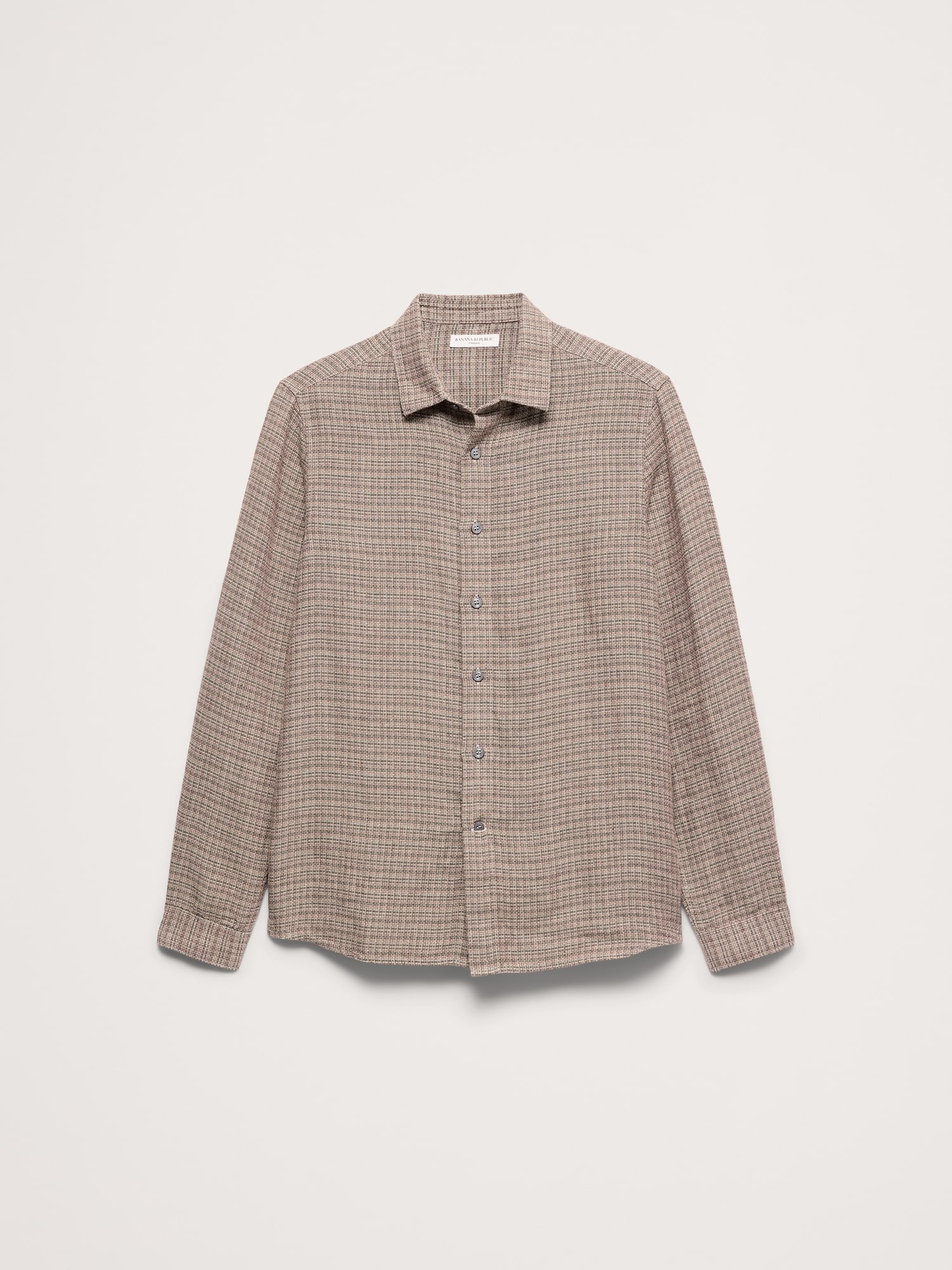 L'image numéro 5 présente Chemise de coupe standard en mélange de lin et coton texturé