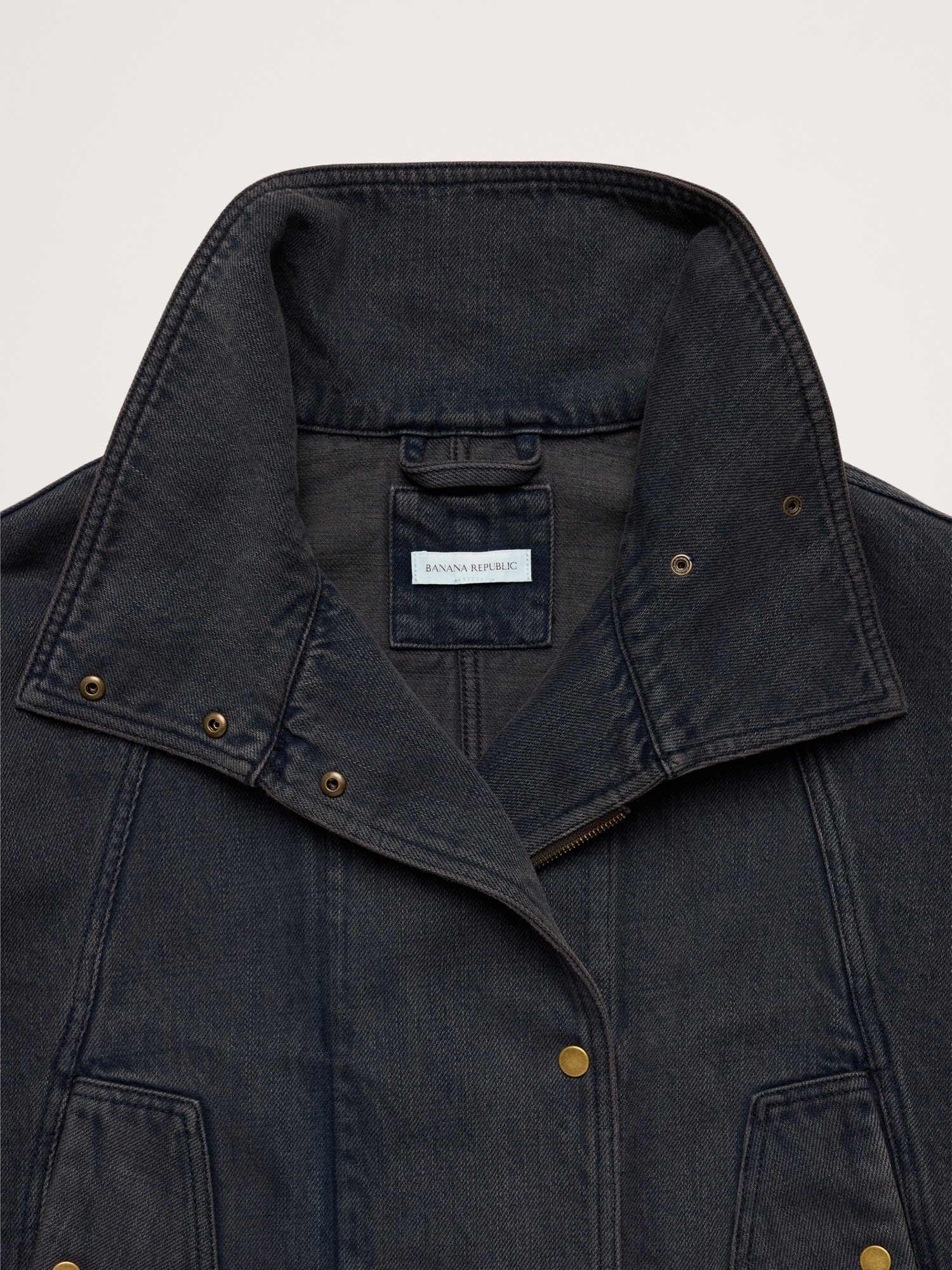 Cropped Denim Trench Coat