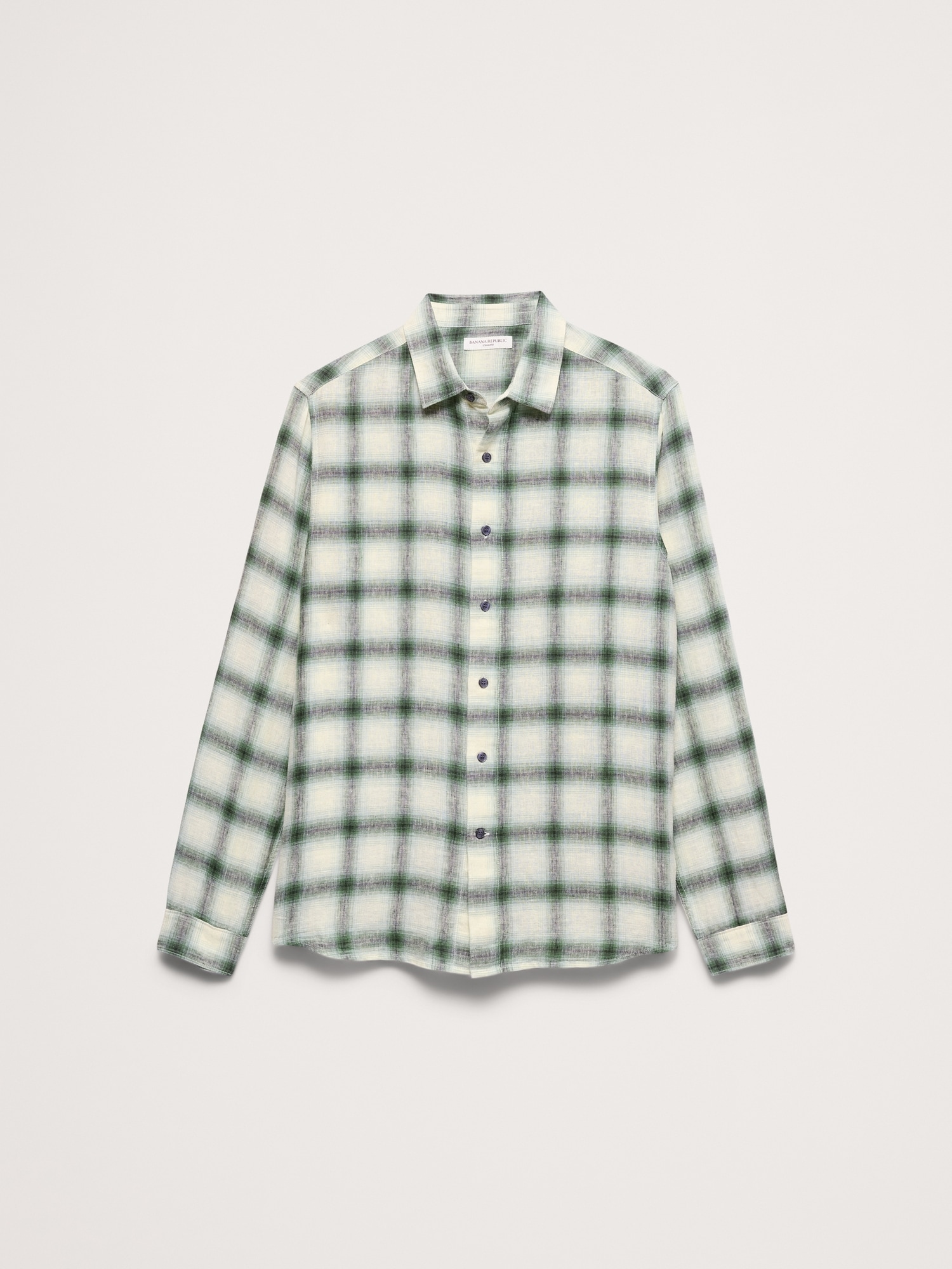 L'image numéro 5 présente Chemise à coupe standard en lin et coton à carreaux