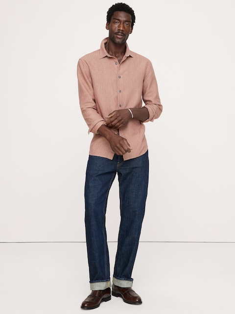 CHEMISE DE COUPE STANDARD EN MÉLANGE DE LIN ET COTON TEXTURÉ