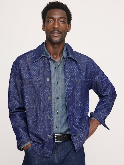 CHEMISE DÉCONTRACTÉE EN DENIM ITALIEN À IMPRIMÉ