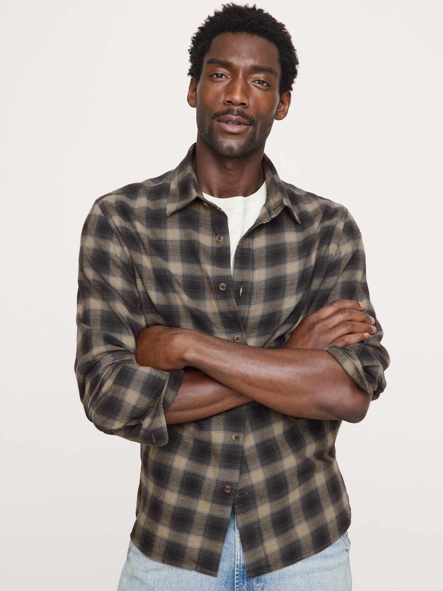 Standard-Fit Lightweight Brushed Flannel Shirt