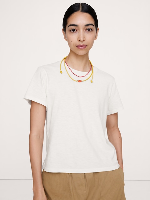 T-SHIRT RAS DU COU EN COTON FLAMMÉ