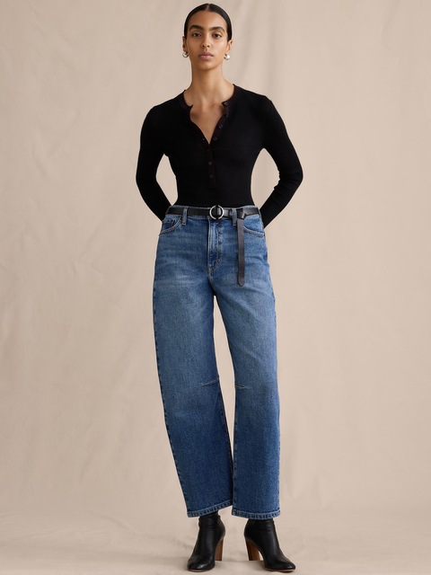 JEAN COURT COUPE BARIL TAILLE MI-BASSE
