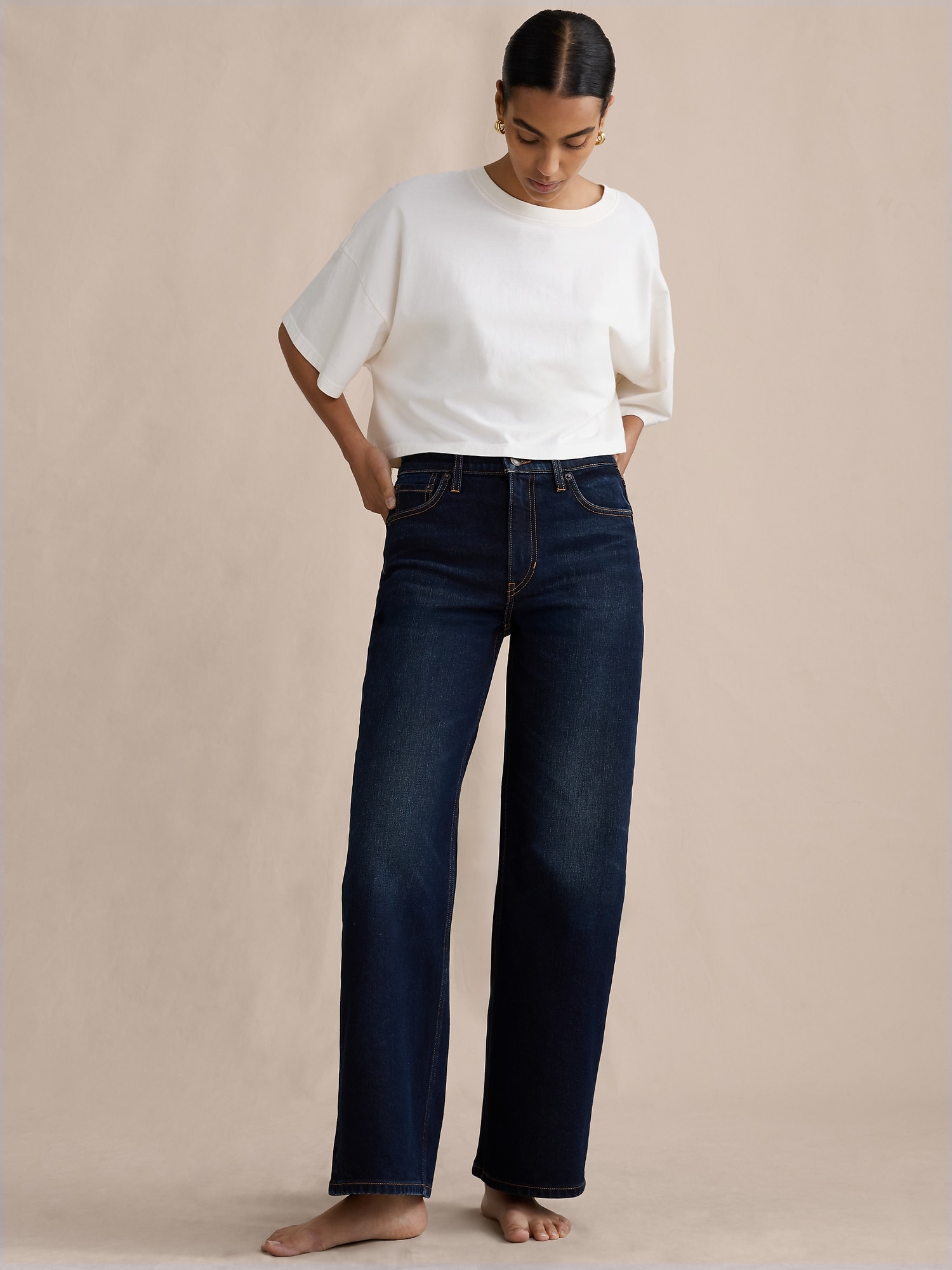 L'image numéro 4 présente Le célèbre jean classique à jambe large