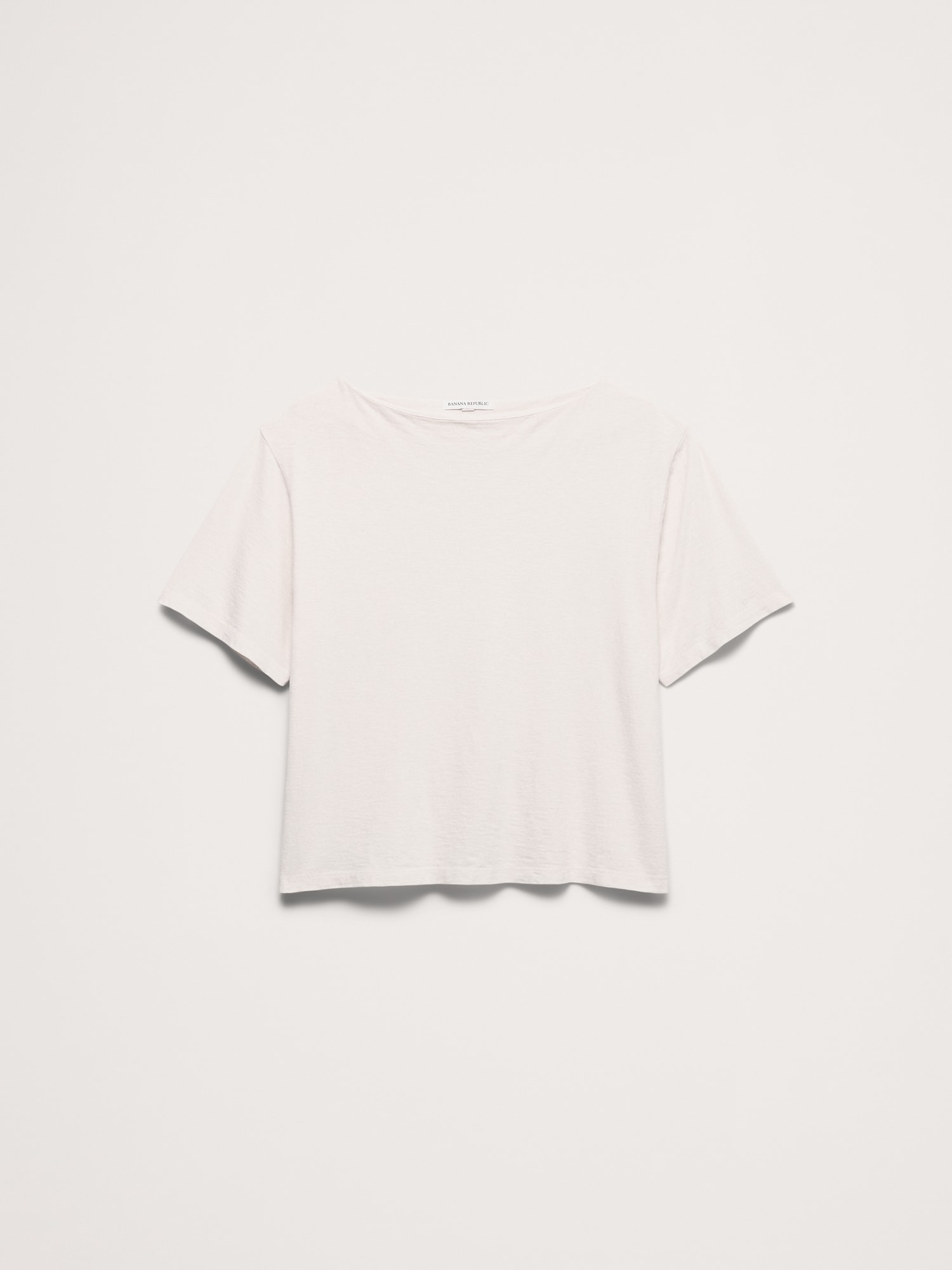 L'image numéro 4 présente T-shirt à encolure bateau en coton flammé