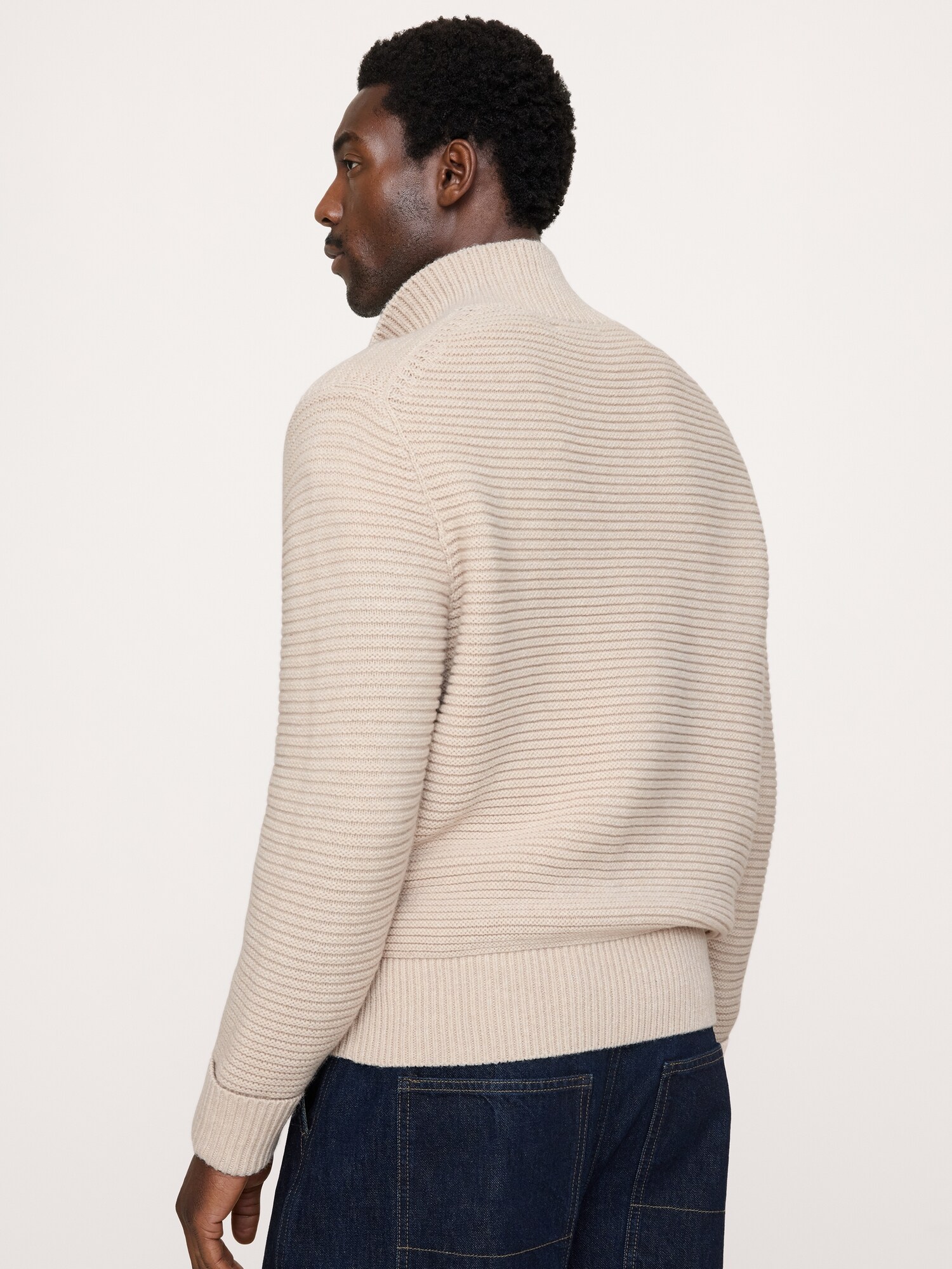 Italian Merino-Blend Mock-Neck Sweater