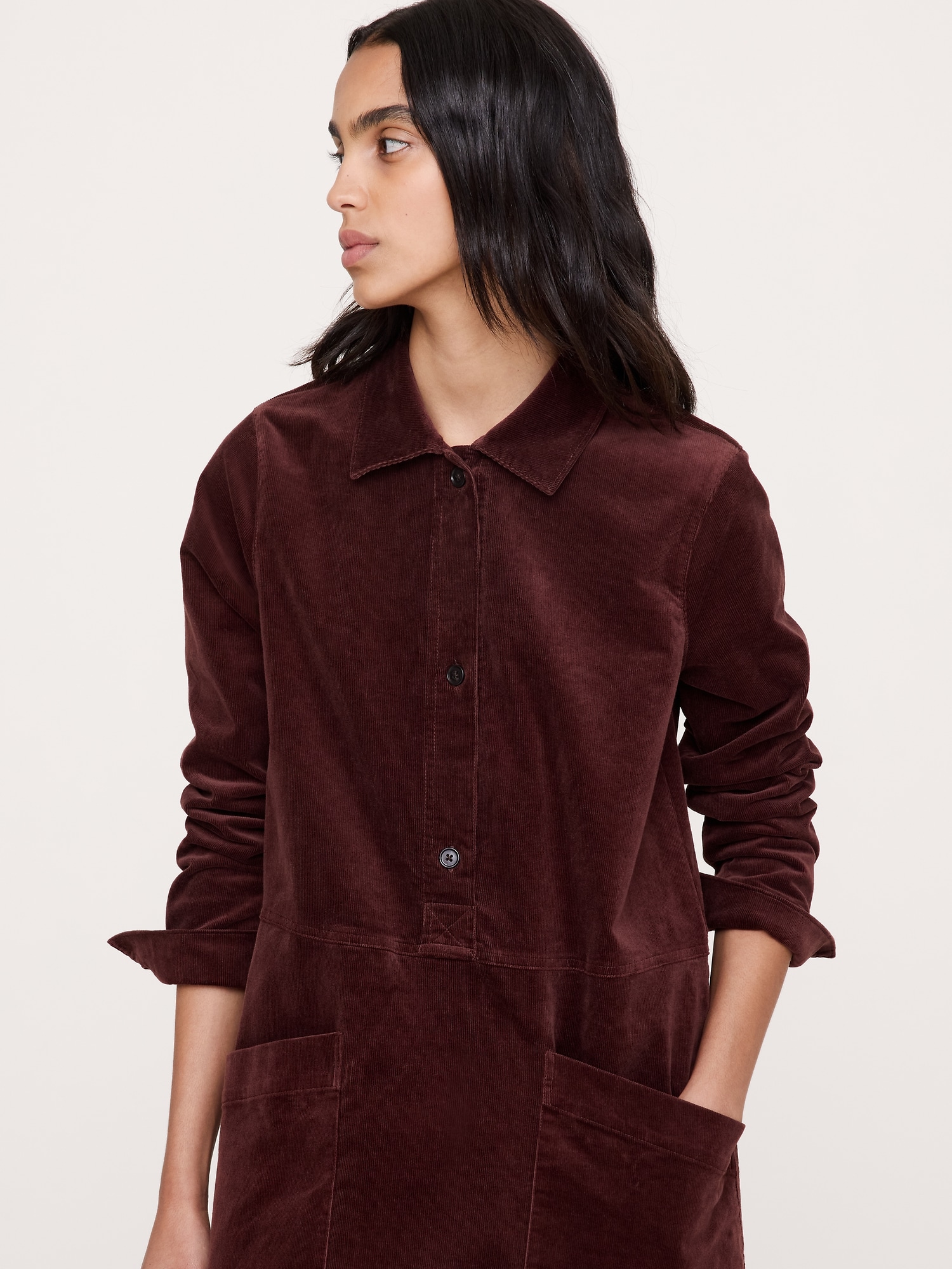 Corduroy Pocket Shirt Dress