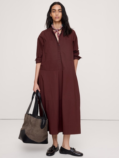 ROBE-CHEMISIER TRAPÈZE EN COTON