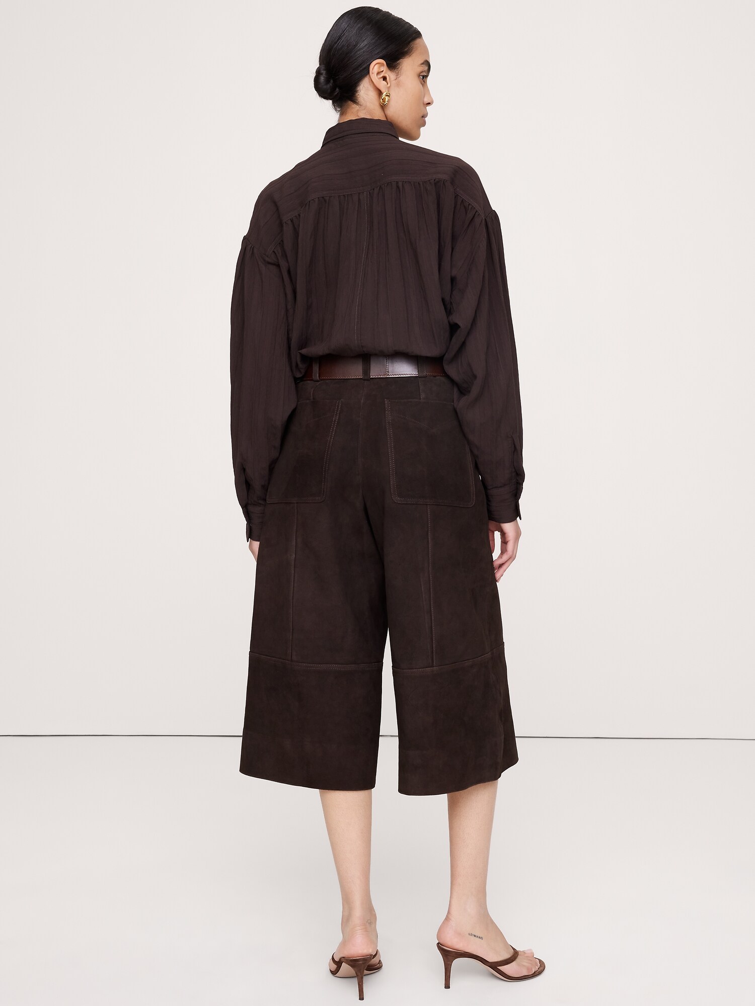Image number 4 showing, High-Rise Suede Culotte