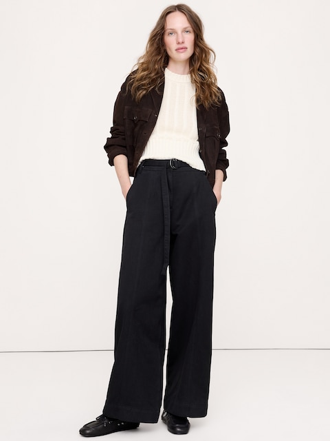 PANTALON UTILITAIRE À JAMBE LARGE ET TAILLE HAUTE