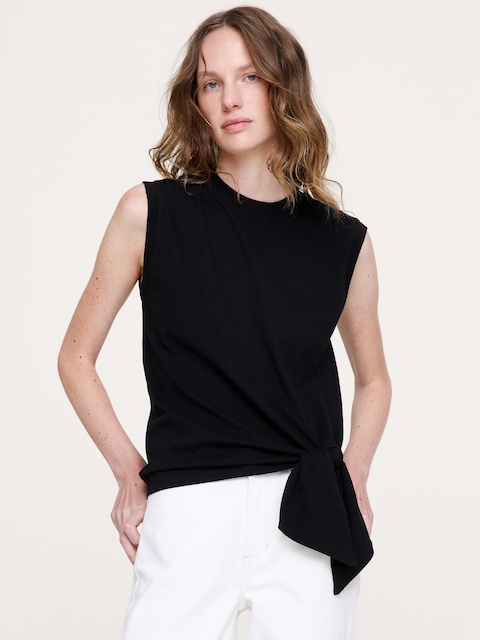 CAMISOLE RÉTRO EN COTON À OURLET NOUÉ