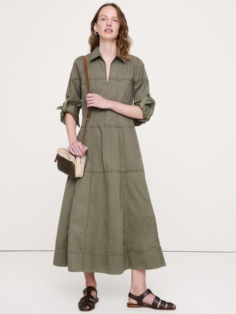 ROBE-CHEMISIER À PANNEAUX EN SERGÉ DE COTON