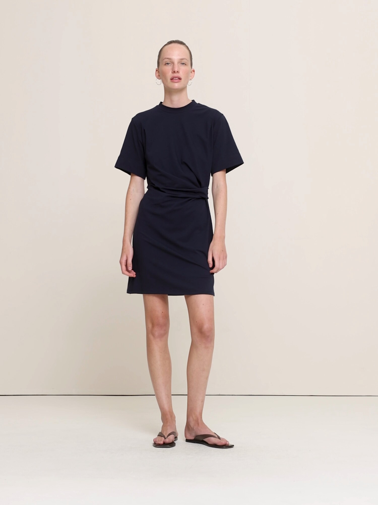 Stretch-Cotton High-Neck Mini Dress