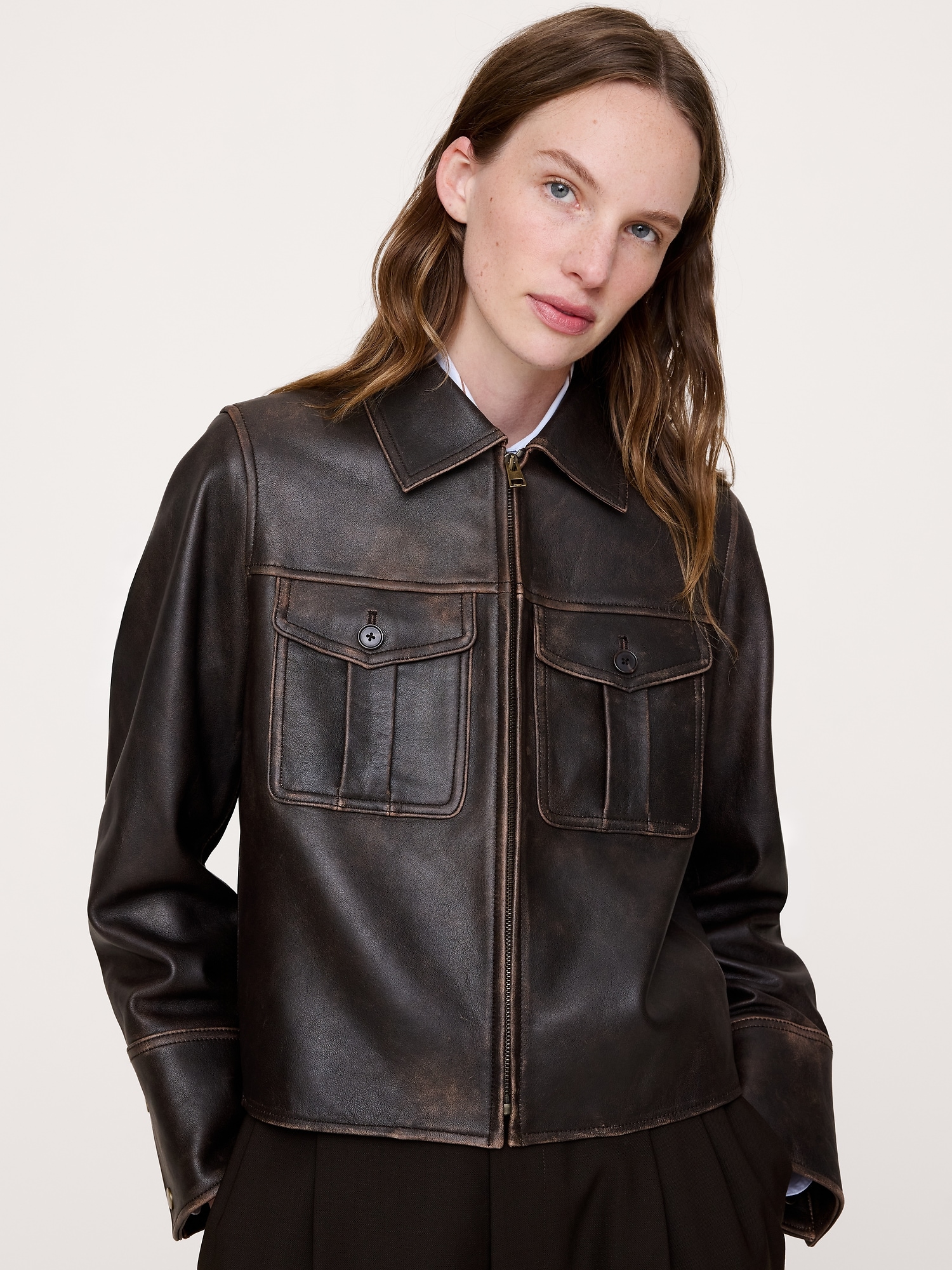 Distressed Leather Jacket