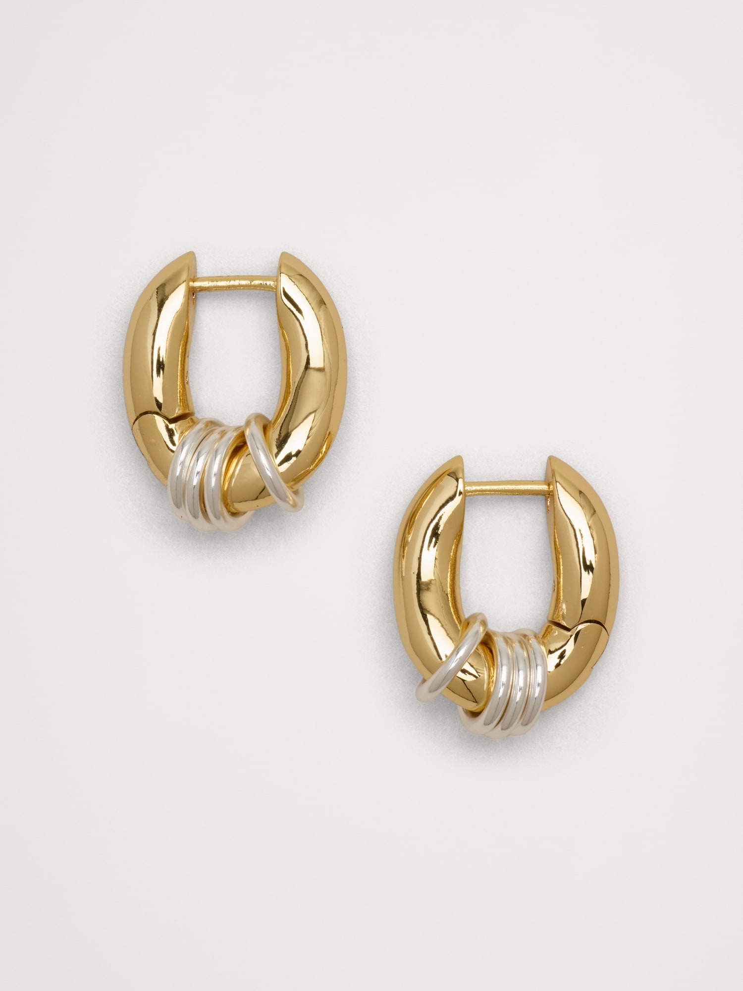 Two-Tone Link Chain Earrings