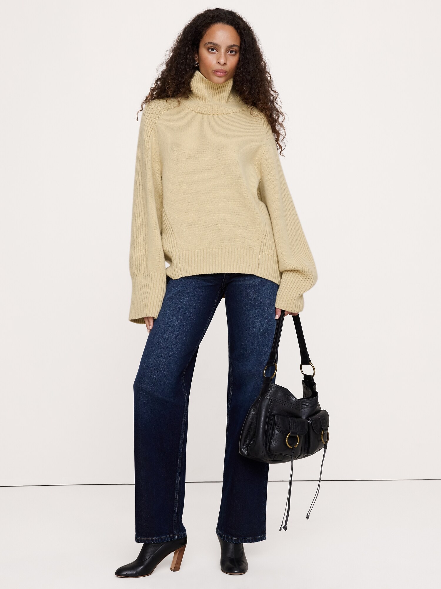 Wool-Cashmere Funnel-Neck Sweater
