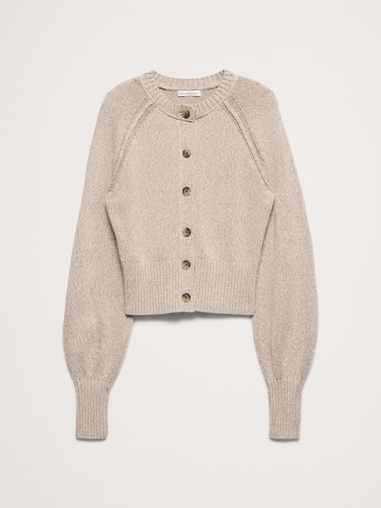 Larkspur Cotton-Silk Volume-Sleeve Cardigan