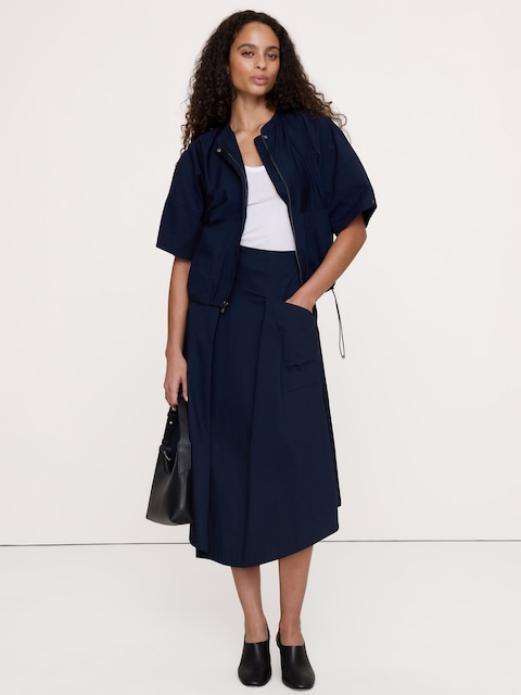HAUT EN COTON EXTENSIBLE À MANCHES BOUFFANTES