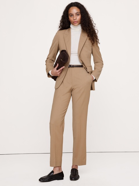 PANTALON ÉTROIT À TAILLE HAUTE LONGUEUR CHEVILLE EN LAINE ITALIENNE