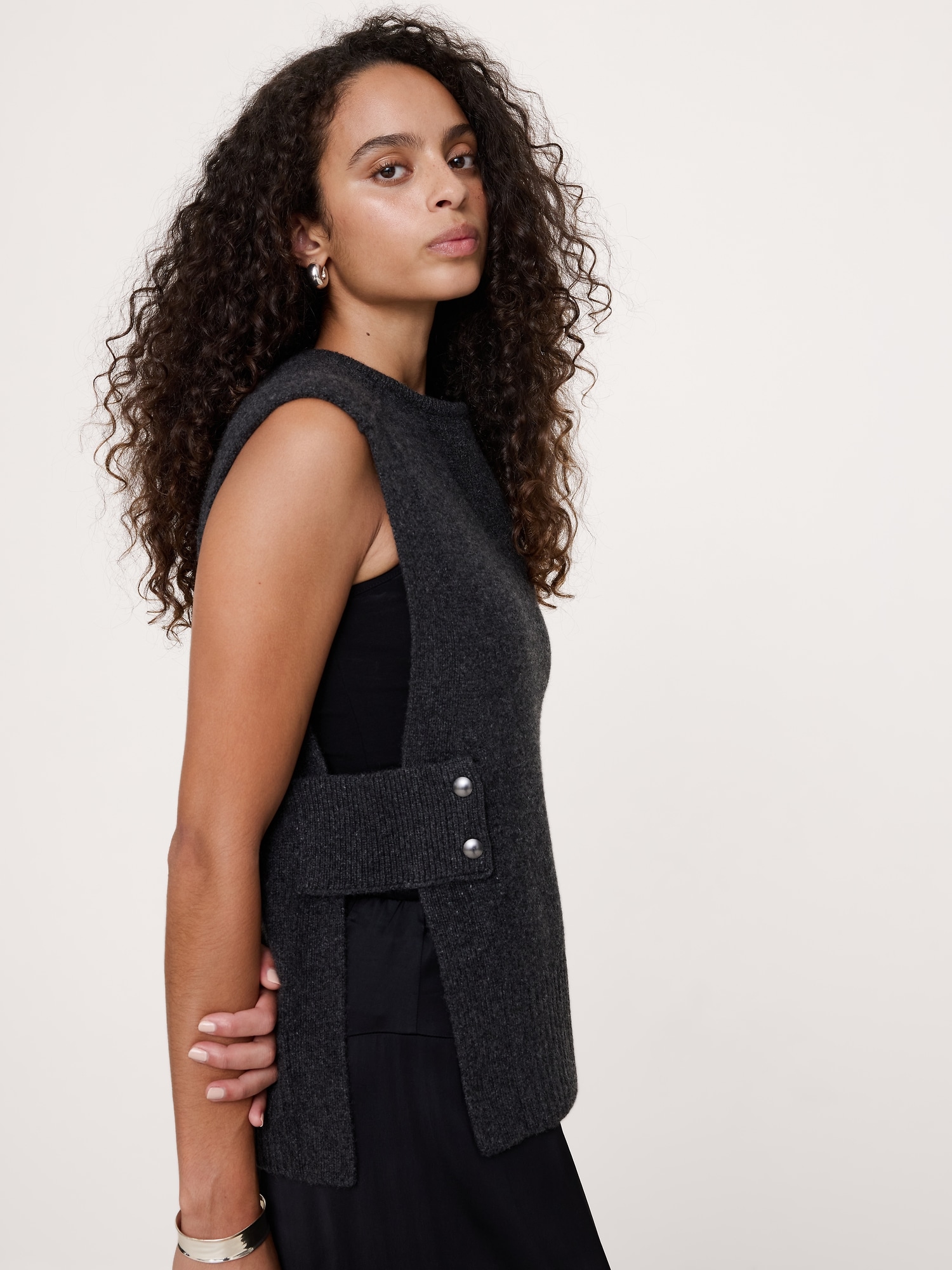 Wool-Cashmere Side-Snap Sweater Vest