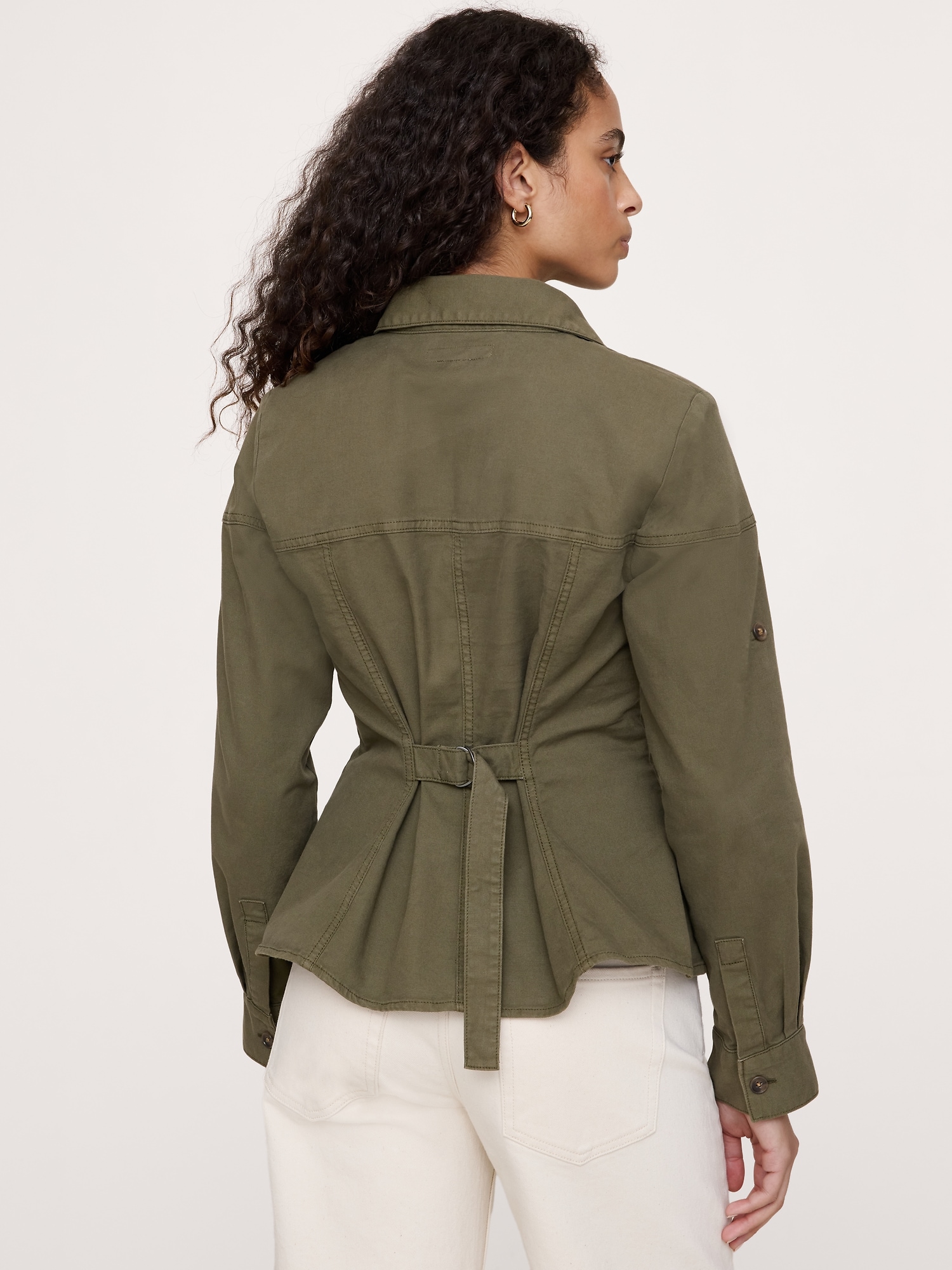 Stretch-Cotton Pleated-Waist Top