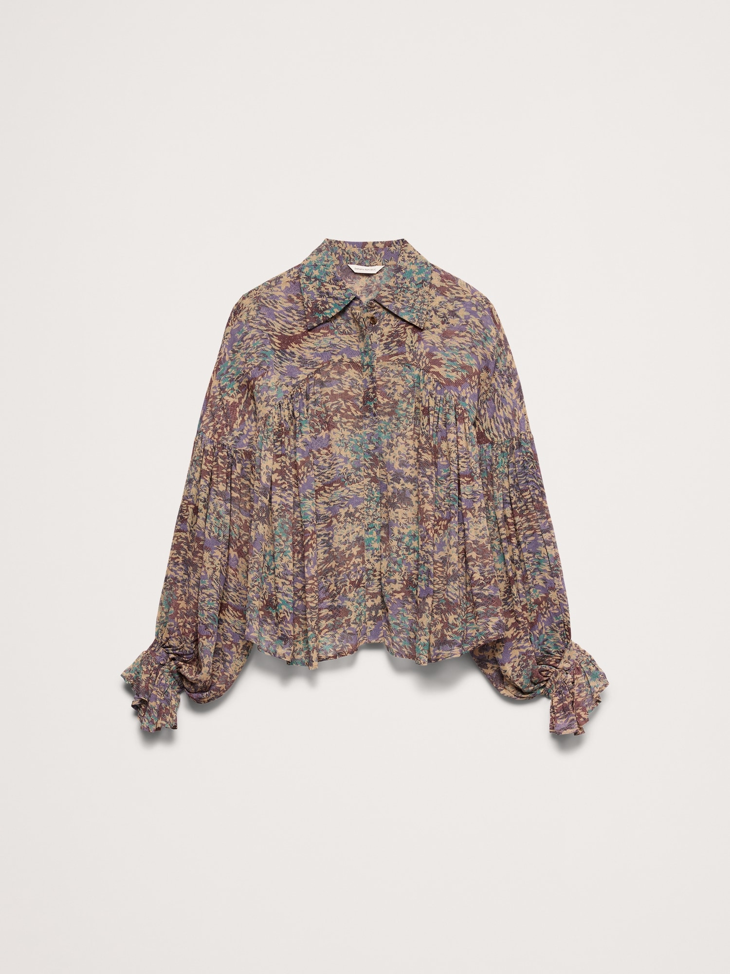 Viscose Balloon-Sleeve Blouse
