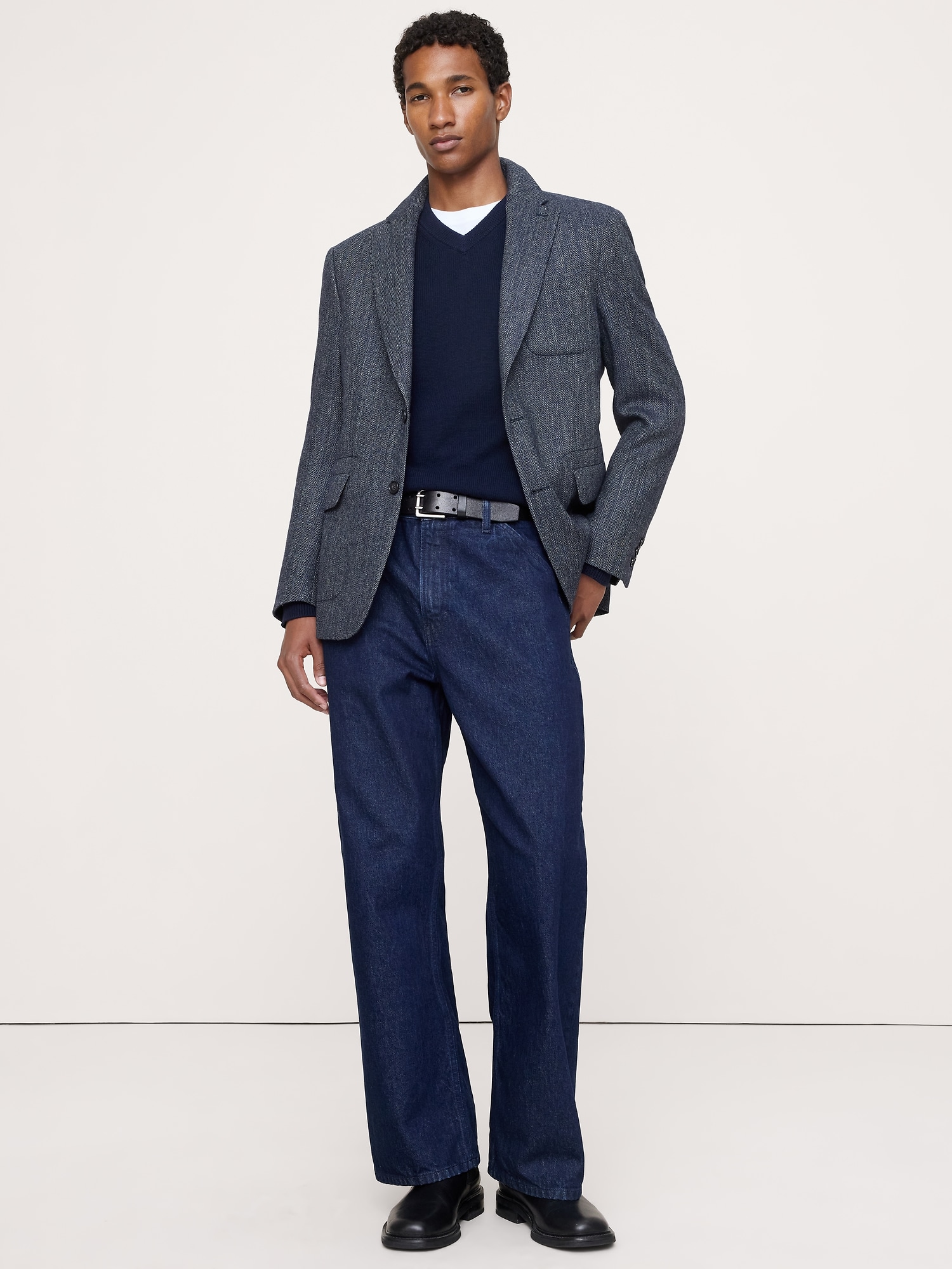 Tailored Slim Italian Herringbone Suit Jacket