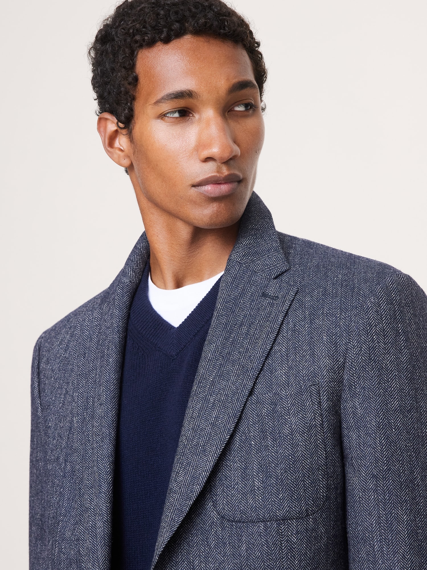 Tailored Slim Italian Herringbone Suit Jacket