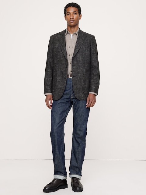 VESTE DE COMPLET AJUSTÉE CINTRÉE EN TWEED ITALIEN