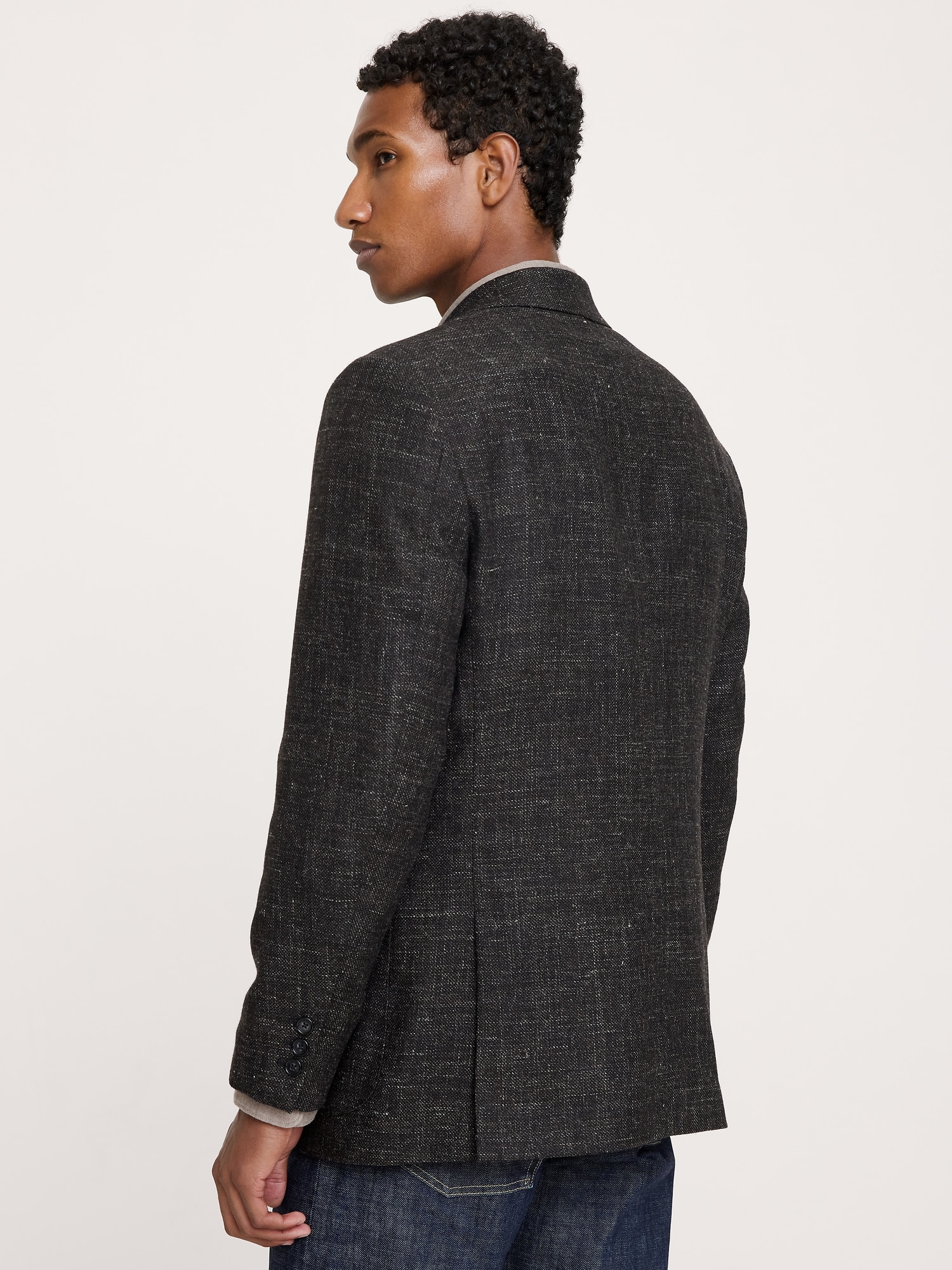 Tailored Slim Italian Tweed Suit Jacket