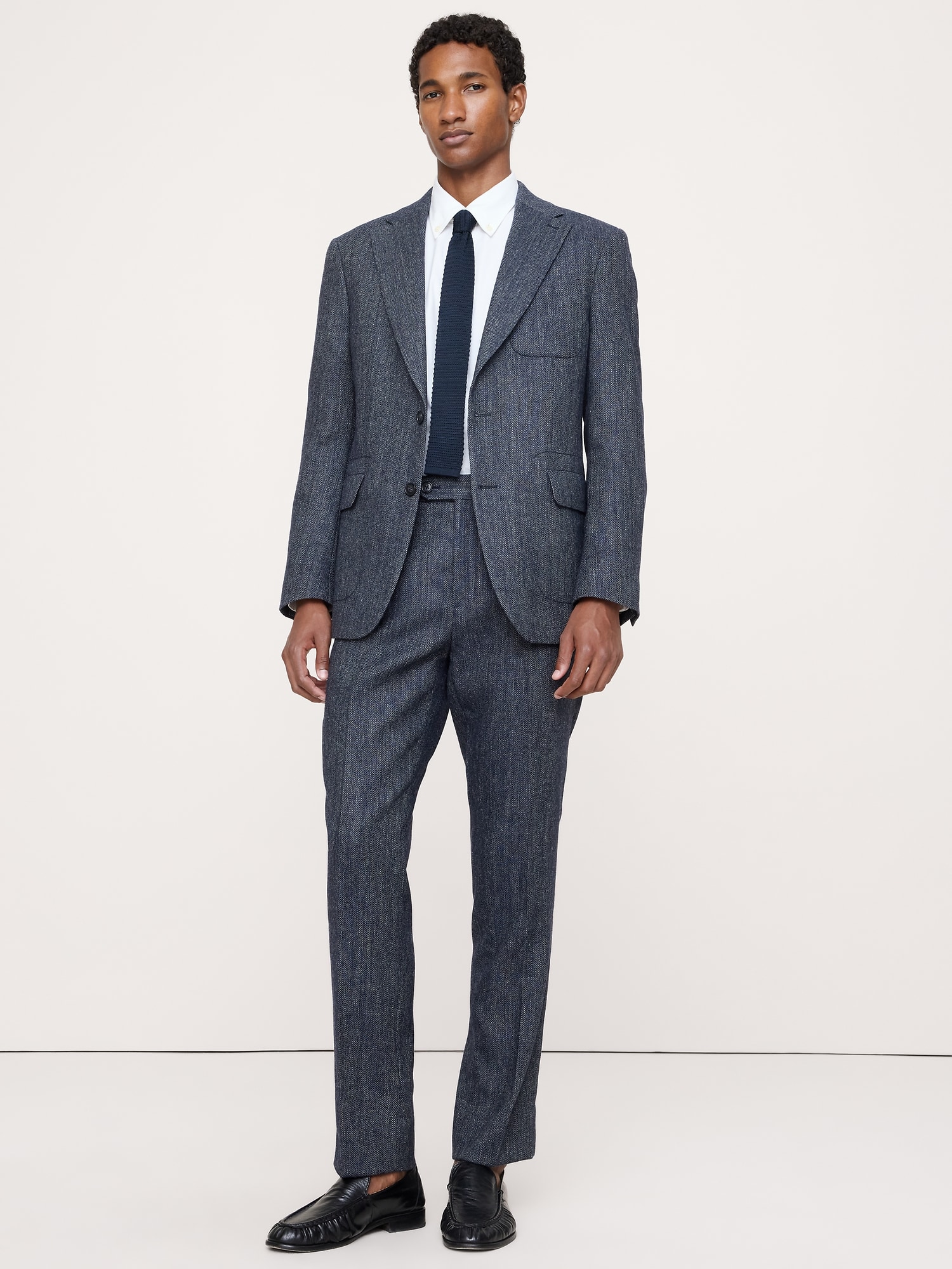 Tailored Slim Italian Herringbone Suit Pant