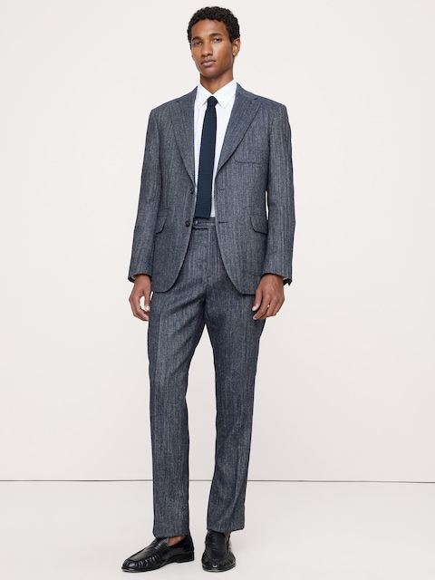 PANTALON DE COMPLET EN TISSU ITALIEN À CHEVRONS