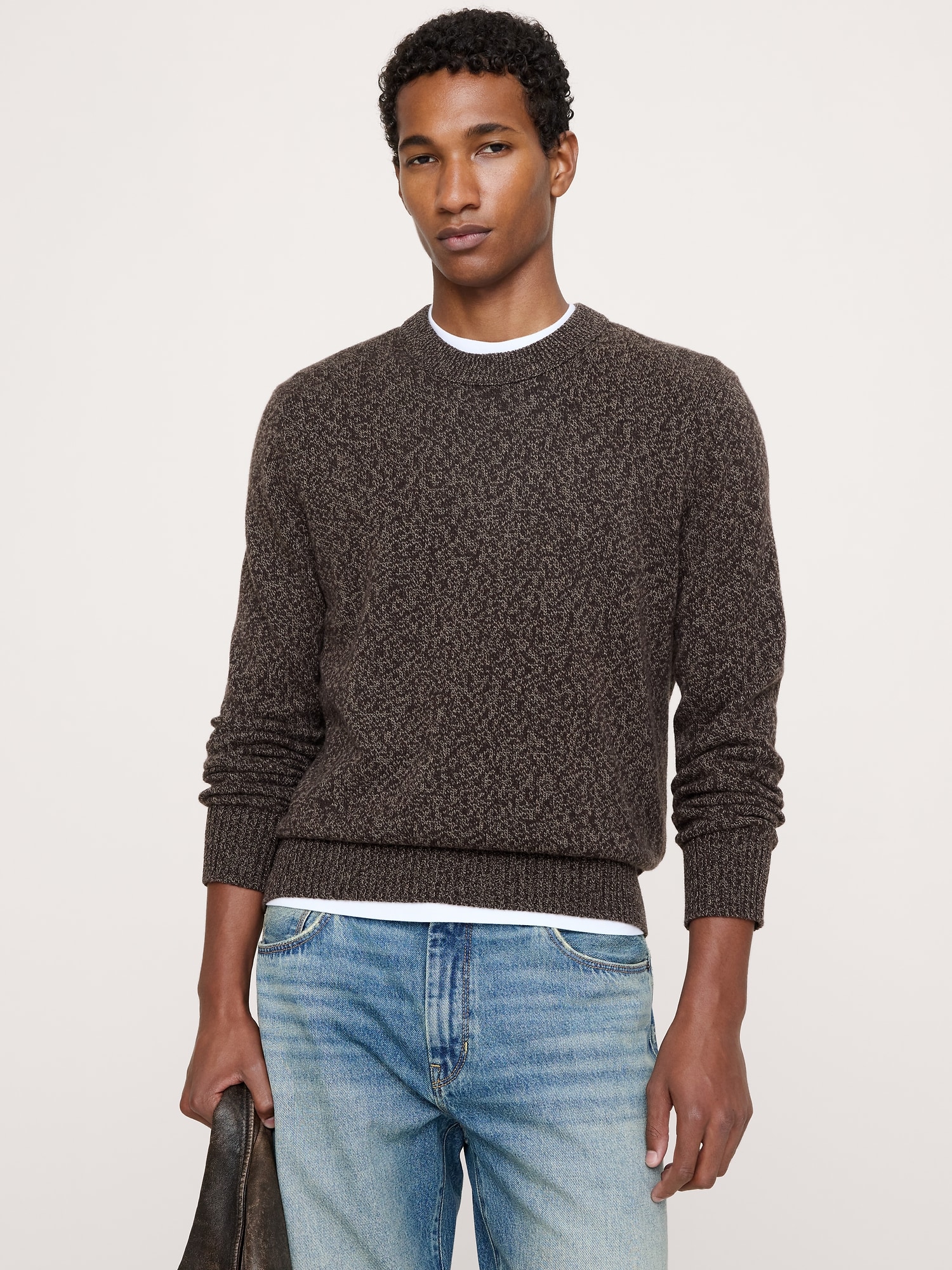 Marled Cotton-Cashmere Crew-Neck Sweater