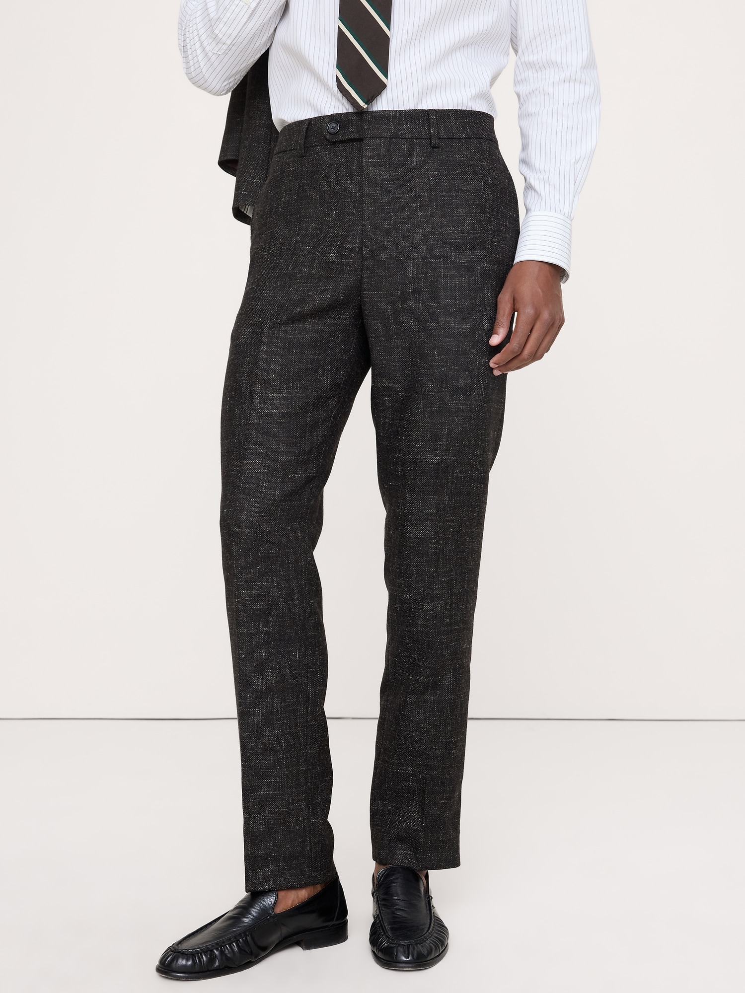 Tailored Slim Italian Tweed Suit Pant