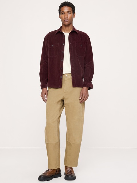 PANTALON À COUPE BARIL DÉCONTRACTÉE EN MATIÈRES MIXTES