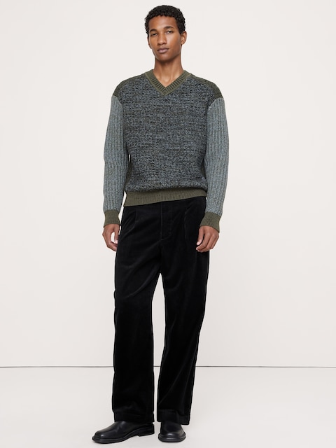 PANTALON AMPLE EN VELOURS CÔTELÉ PLISSÉ