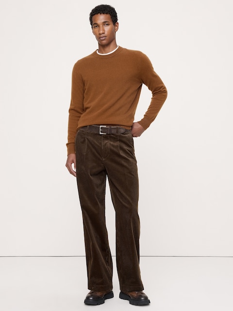 PANTALON AMPLE EN VELOURS CÔTELÉ PLISSÉ
