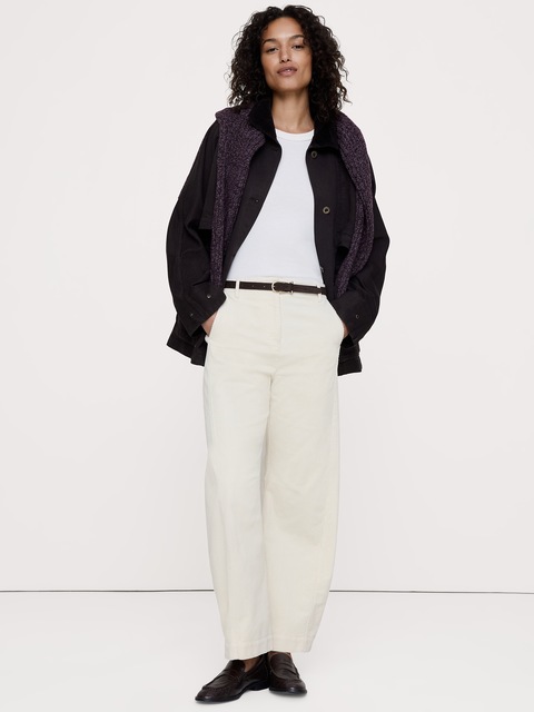 PANTALON COUPE BARIL À TAILLE HAUTE EN VELOURS CÔTELÉ