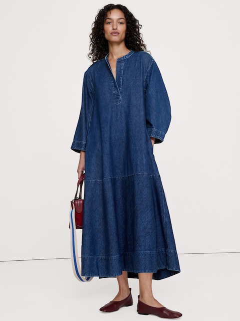 ROBE-CHEMISIER À ENFILER EN DENIM