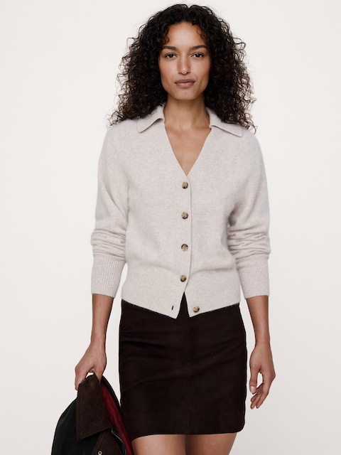 CARDIGAN EN LAINE ET CACHEMIRE BROSSÉ