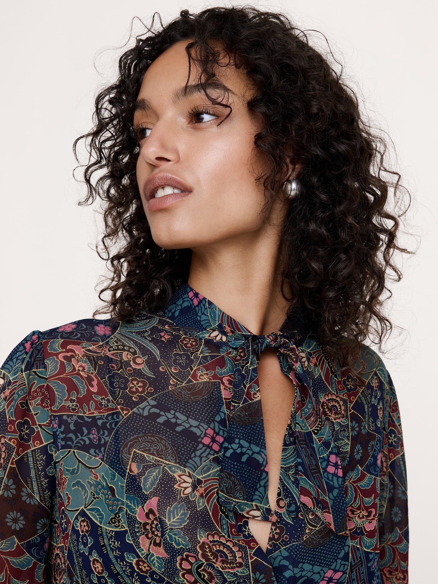 Georgette Tie-Neck Blouse