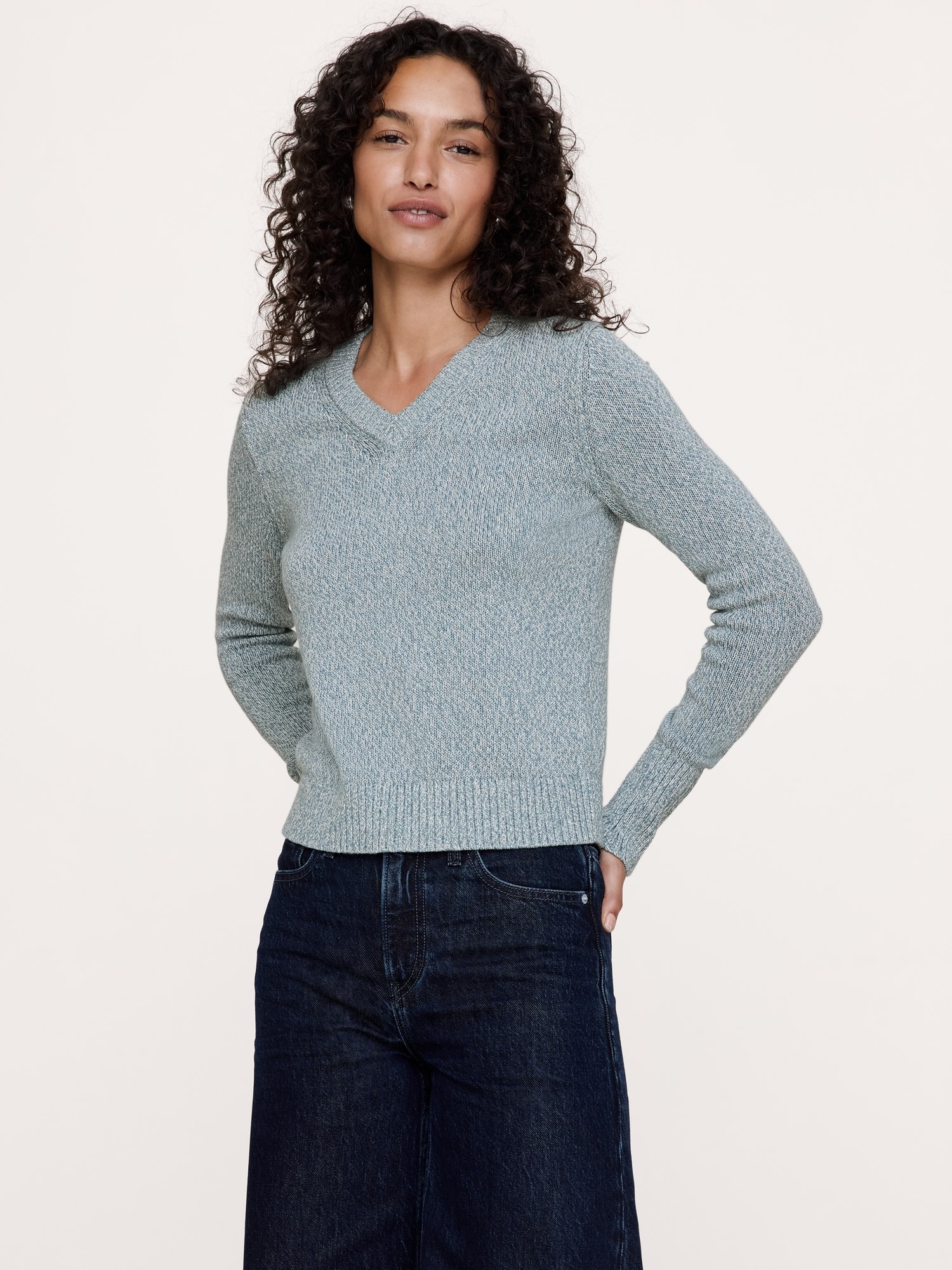 Larkspur Cotton-Silk V-Neck Sweater