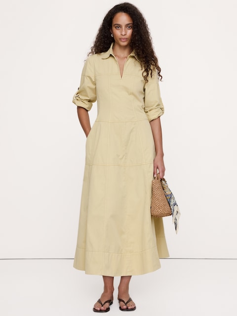 ROBE-CHEMISIER À PANNEAUX EN SERGÉ DE COTON