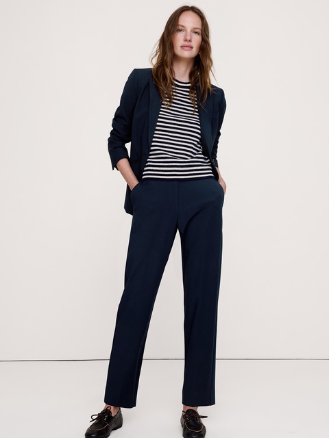 PANTALON MODERNE ÉTROIT À TAILLE HAUTE EN TISSU URBAIN EXTENSIBLE LONGUEUR CHEVILLE